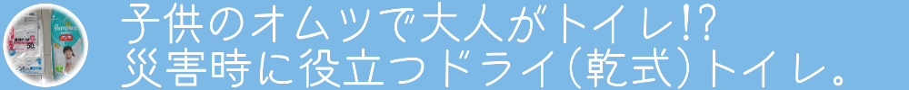 子供のオムツで大人がトイレ!?
災害時に役立つドライ（乾式）トイレ。